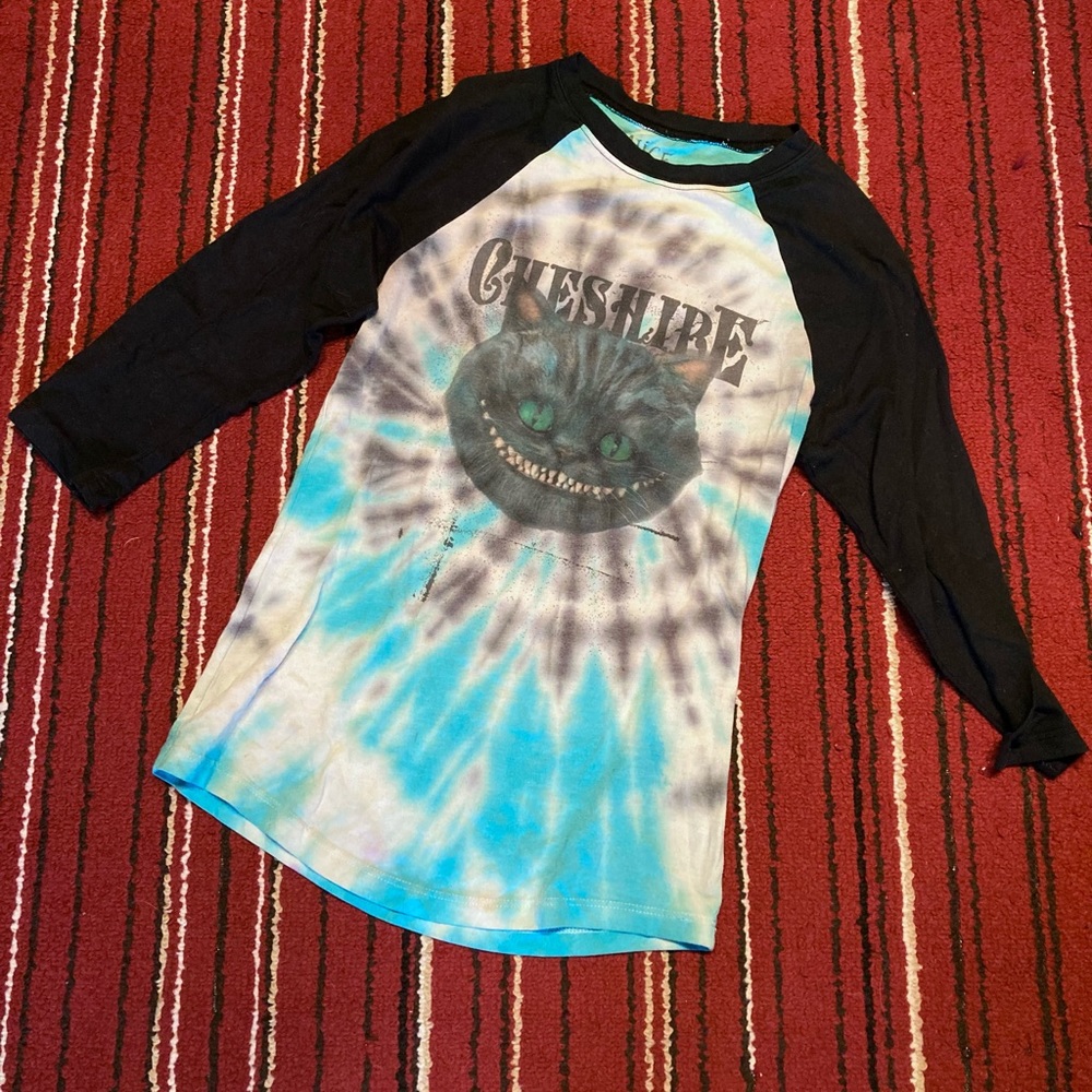 Vintage Tiedyed Cheshire Cat Baseball Tee